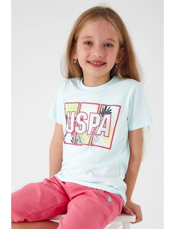  U.s. Polo Assn Colorful Leaves Yeşil Kız Çocuk Kapri Takım 