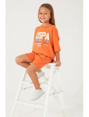 U.S. Polo Assn. Sweet Pure Turuncu Kız Çocuk Şort Takım 