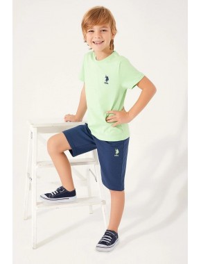 U.S. Polo Assn. Natural Soft Parlak Yeşil Erkek Çocuk Bermuda Takım