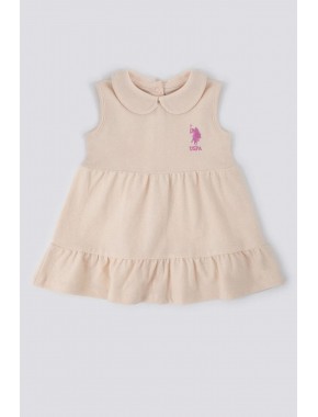 U.s. Polo Assn Weaving A Frill Skirt Bej Bebek Elbise 