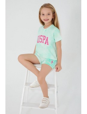 U.s. Polo Assn Pink Font Detail Açık Mavi Kız Çocuk Şort Takım