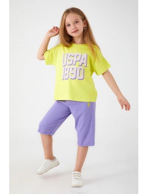 U.S. Polo Assn. Point Detail Sarı Kız Çocuk Kapri Takım