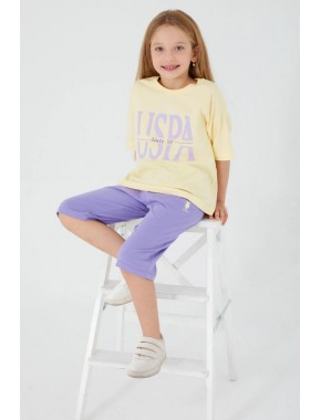 U.S. Polo Assn. Cute Cream Sarı Kız Çocuk Kapri Takım