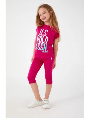 U.s. Polo Assn Dark Pink Fuşya Kız Çocuk Kapri Takım 