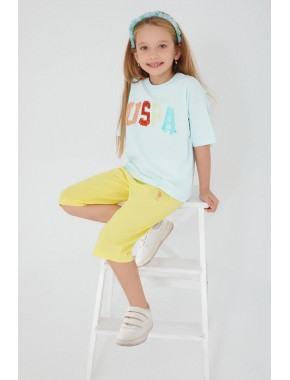 U.s. Polo Assn Round Font Color Krem Kız Çocuk Kapri Takım