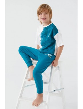 U.s. Polo Assn Intense Creams Petrol Mavi Erkek Çocuk Kısa Kol Pijama Takım