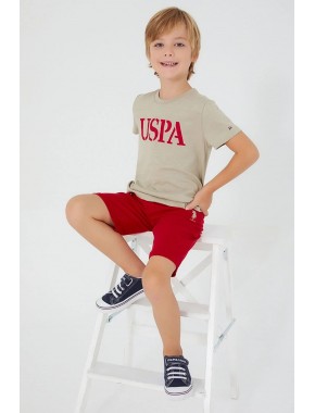 U.S. Polo Assn. Harmony Details Açık Haki Erkek Çocuk Bermuda Takım