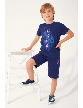 U.S. Polo Assn. Color Painting Lacivert Erkek Çocuk Bermuda Takım 