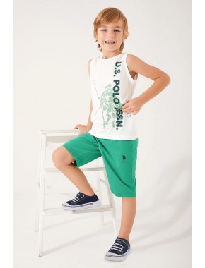 U.S. Polo Assn. Picture Details Krem Erkek Çocuk Bermuda Takım