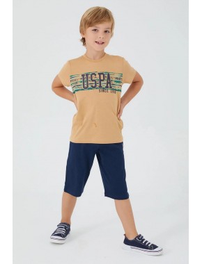 U.s. Polo Assn Leaf Tree Kahverengi Erkek Çocuk Bermuda Takım 
