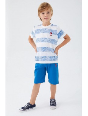  U.s. Polo Assn Stripe Pattern Mavi Erkek Çocuk Bermuda Takım