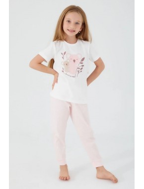 Rolypoly Teddy Bears Beyaz Kız Çocuk Kısa Kol Pijama Takım