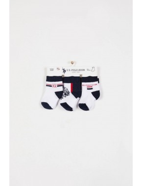 U.s. Polo Assn Lisanslı Lacivert Erkek Bebek 3'lü Çorap Takım 