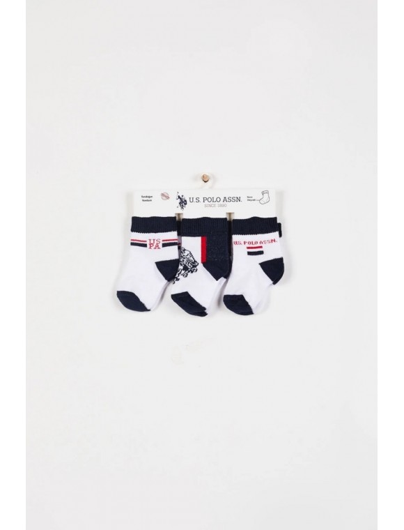 U.s. Polo Assn Lisanslı Lacivert Erkek Bebek 3'lü Çorap Takım 