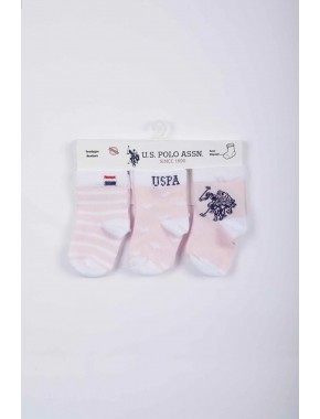  U.s. Polo Assn Lisanslı Kız Bebek 3'lü Çorap Takım