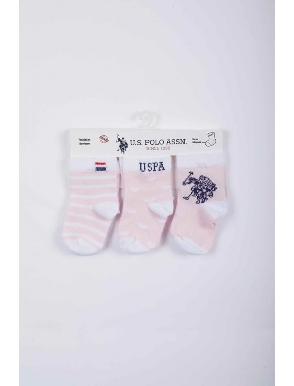  U.s. Polo Assn Lisanslı Kız Bebek 3'lü Çorap Takım