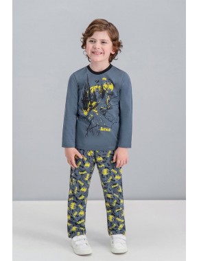 Batman Lisanslı Gri Erkek Çocuk Pijama Takımı V1