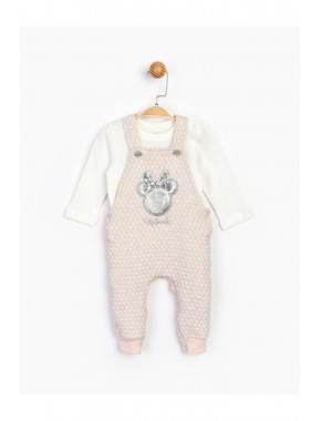 Bebek Pembe Ekru Minnie Bebek Salopet Takım 16093