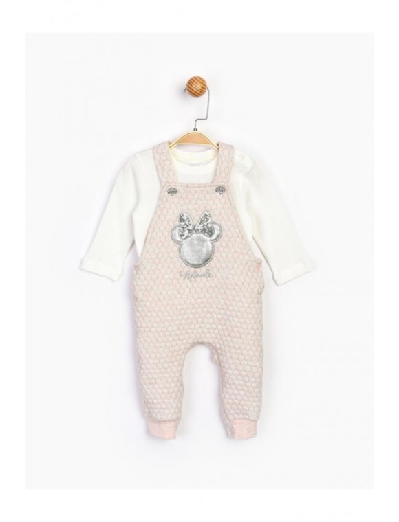 Bebek Pembe Ekru Minnie Bebek Salopet Takım 16093