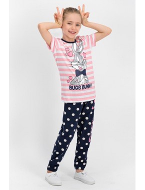 Bugs Bunny Lisanslı Şeker Pembe Kız Çocuk Pijama Takımı L1112-C