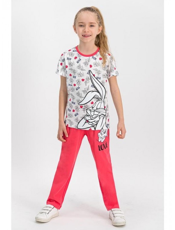 Bugs Bunny Lisanslı Kız Çocuk Pijama Takımı