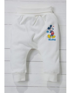 Erkek Bebek Ekru Mıckey 2'li Patiksiz Pantolon