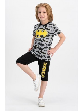 Erkek Çocuk Gri M&m Collection Lisanslı Bisiklet Yaka  Kapri Takım