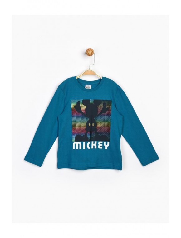 Erkek Çocuk Petrol Mickey Uzun Kol Tişört 16232
