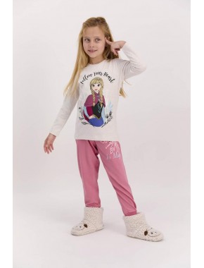 Frozen Lisanslı Follow Your Heart Kremmelanj Kız Çocuk Pijama Takımı