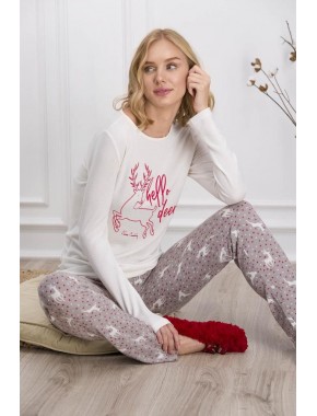 Kadın Krem Pijama Takımı