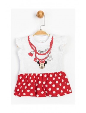 Kız Bebek Kırmızı Beyaz Puantiyeli Minnie Mouse   Elbise T20Y15545DSN01