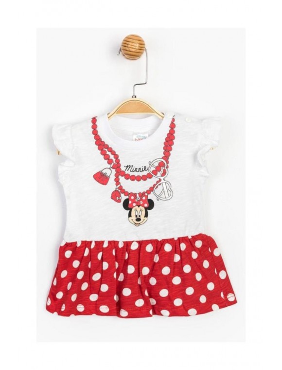 Kız Bebek Kırmızı Beyaz Puantiyeli Minnie Mouse   Elbise T20Y15545DSN01