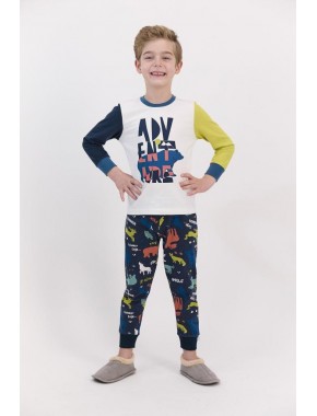 Krem Erkek Çocuk Pijama Takımı