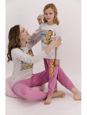 Lisanslı Bejmelanj Kız Çocuk Pijama Takımı