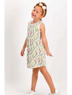 Little Flowers Krem Kız Çocuk Homewear Elbise