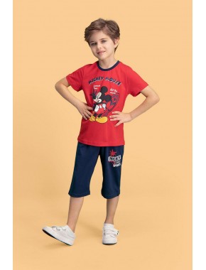 Mickey & Minnie Mouse Lisanslı Kırmızı Erkek Çocuk Kapri Takım D4123-C-V1