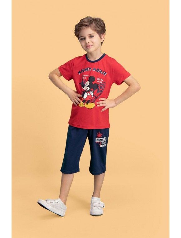 Mickey & Minnie Mouse Lisanslı Kırmızı Erkek Çocuk Kapri Takım D4123-C-V1