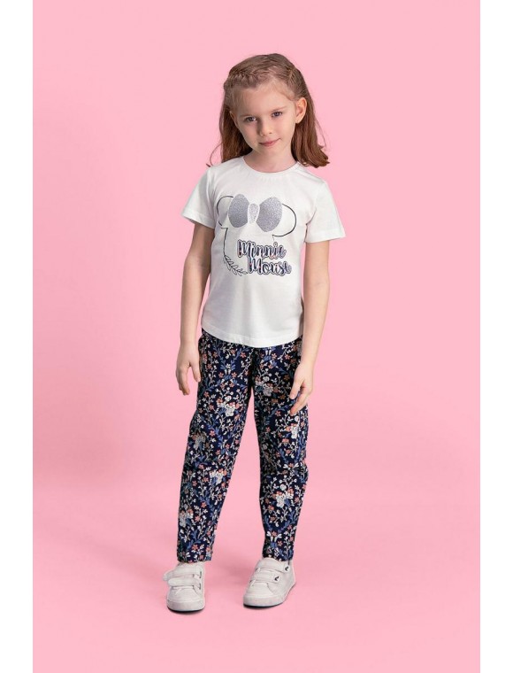 Mickey & Minnie Mouse Lisanslı Krem Kız Çocuk Pijama Takımı D4105-C-V2
