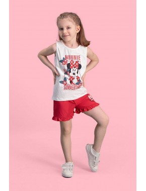Mickey & Minnie Mouse Lisanslı Krem Kız Çocuk Şort Takım D4113-C-V1