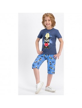 Mickey Mouse Lisanslı Gri Erkek Çocuk Kapri Takım