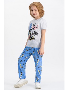 Mickey Mouse Lisanslı Karmelanj Erkek Çocuk Pijama Takımı D4329-C