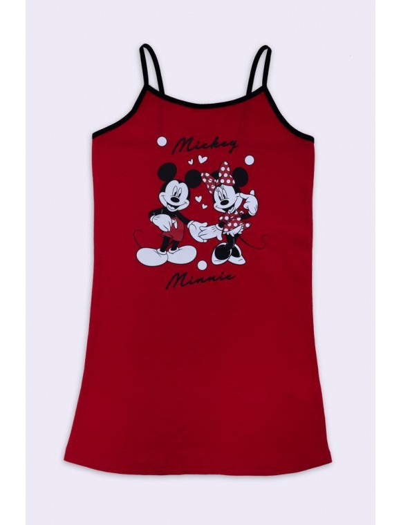 Mickey Mouse Lisanslı Kırmızı Kız Çocuk Gecelik D4309-C