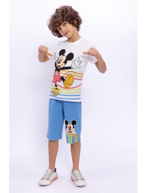 Mickey Mouse Lisanslı Krem Erkek Çocuk Kapri Takım