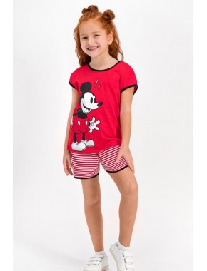 Minnie Mouse Lisanslı Kırmızı Kız Çocuk Şort Takım D4318-C