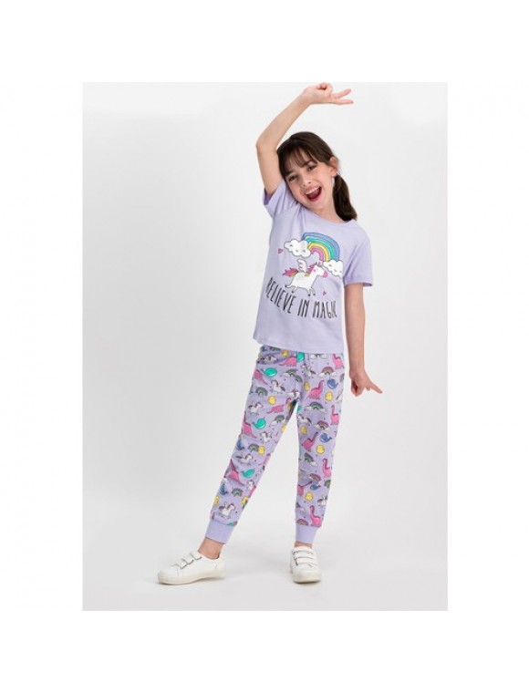 Believe Magic Lila Kız Çocuk Pijama Takımı