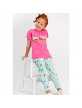Cute Ice Cream Pembe Kız Çocuk Pijama Takımı
