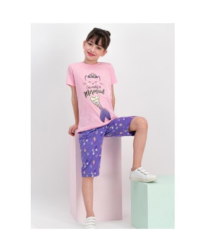 Really Mermaid Açık Pembe Kız Çocuk Kapri Takım
