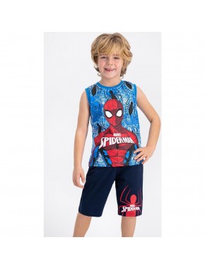 Spiderman Lisanslı Krem-Kırmızı Erkek Çocuk Bermuda Takım