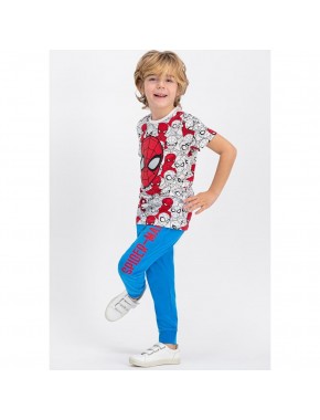 Spider Man Lisanslı Krem-Lacivert Erkek Çocuk Pijama Takımı