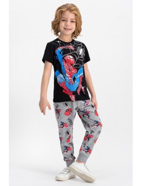 Spider Man Lisanslı Siyah Erkek Çocuk Pijama Takımı